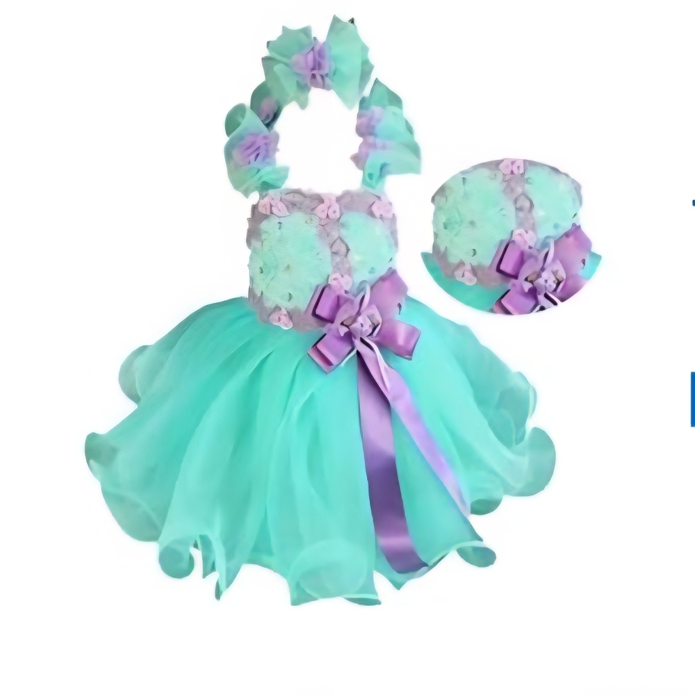 Mint Green and Purple Kids Formal Dress